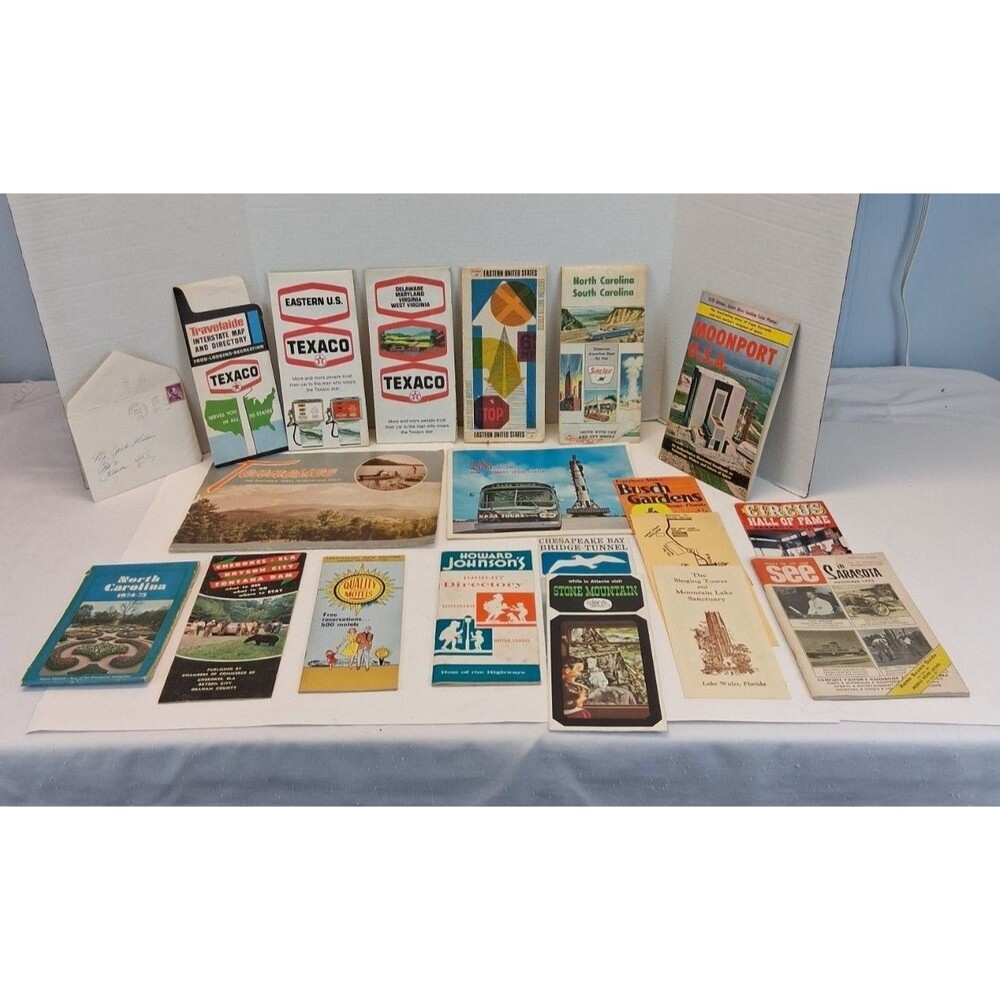 Vintage 1960s-70s Travel Brochure Lot Texaco Sinclair NASA Florida Maps Ephemera